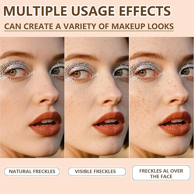 Freckle Stamp - Freckle Pen Waterproof, Long Lasting Fake Freckles, Quick Dry 5-Point Faux Freckles Stamp Cushion Stain Marker in One Press Natural and Lifelike Sunkissed Pencil Tool Makeup (#3-Dark)-VivaGrace Women