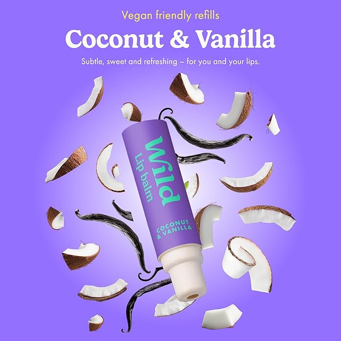 Wild Refillable Lip Balm Starter Kit - Includes Black Aluminum Case & 3 Pack Lip Balm Refills in a Variety of Scents - Includes Passionfruit Swirl, Original and Coconut & Vanilla Scents-VivaGrace Women