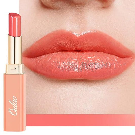 Oulac Shine Orange Lipstick for Women, 2 in 1 Glossy Coral Orange Tinted Lip Balm, Hydrating Lipstick for Dry Lips, Moisture Shine Juicy Finish Vegan 2.2g/0.07oz (18)-VivaGrace Women