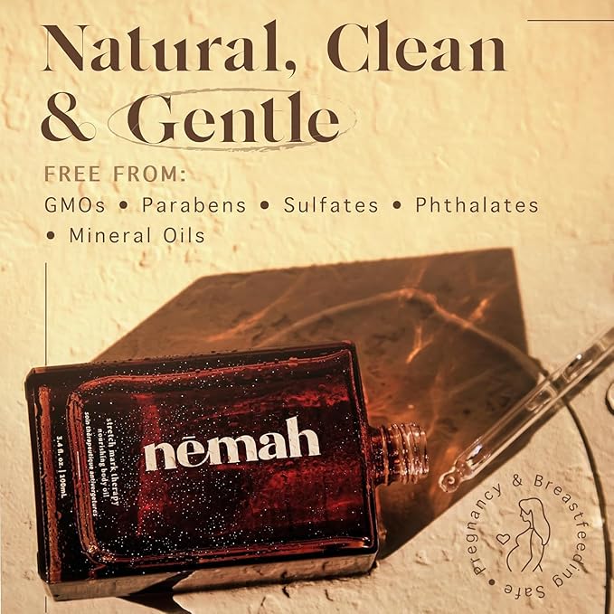 Nemah - Nourishing Belly Oil for Pregnant Women - Hydrating Stretch Mark Oil with Jojoba and Coconut Oil - Vegan & Cruelty-Free - 3.4 fl. oz.-VivaGrace Women