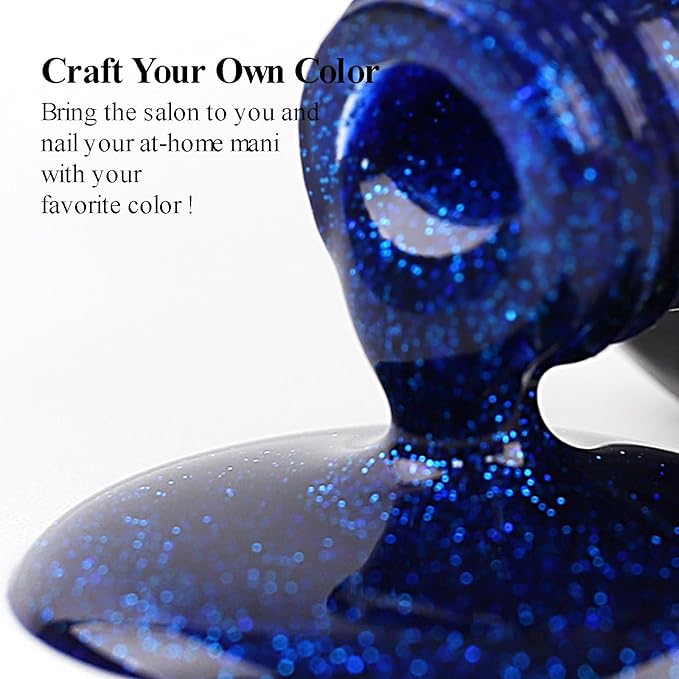 Imtiti Glitter Deep Blue Gel Nail Polish, 0.5 fl oz Shimmer Sea Blue UV/LED Soak Off for Spring and Summer Nail Design