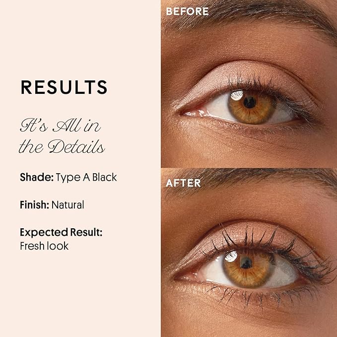 Winky Lux Detail Oriented Mascara, Slim Tightline, Skinny Micro-Spoolie Lengthening Mascara and Volume, Black Top and Bottom Lash
