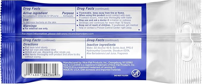 Nice 'N Clean Sensitive Skin Wet Hand Wipes Infused with Aloe & Vitamin E, Blue, 400 Count