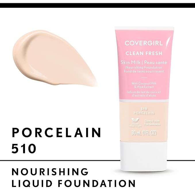 COVERGIRL Clean Fresh Skin Milk Foundation, Hydrating Foundation, Vegan, 1 Count, (packaging may vary)-VivaGrace Women