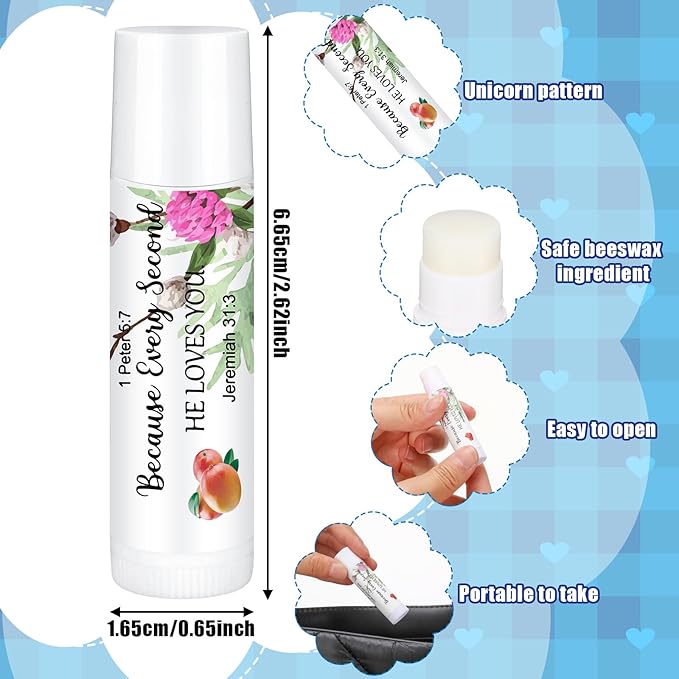 50 Pcs Lip Balm Bulk Christian Gift for Women Faith Religious Bible Verse Lip Balm Inspirational Gift Scripture Moisturizing Lip Care Product for Coworker Friend Sister Teacher Birthday-VivaGrace Women