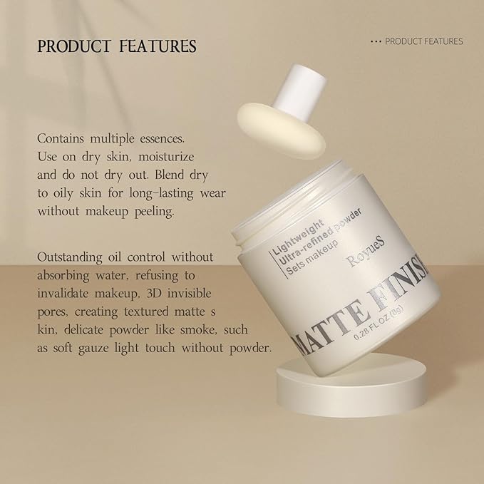 Nude Translucent Makeup Setting Powder, Waterproof High-Definition Traceless Powder Matte Setting Makeup, Long-Lasting Oil Control, Minimizes Pores and Fine Lines Loose Cosmetics, 03-VivaGrace Women