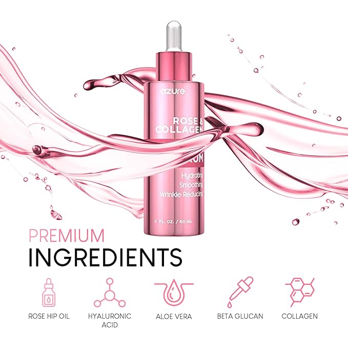 AZURE Rose & Collagen Revitalizing Eye Serum - Hydrating & Smoothing | Reduces Wrinkles, Fine Lines & Under Eye Bags | Minimize Signs of Aging | Made in Korea - 60mL-VivaGrace Women