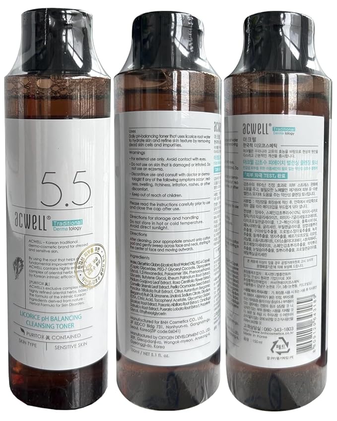 ACWELL Licorice pH Balancing Korean Toner for Cleansing - Alcohol-Free PH5.5 Hydrating Facial Astringent -Skin Clarifying & Hydration Boosting Toner, 5.1 fl.oz. 2 Pack-VivaGrace Women