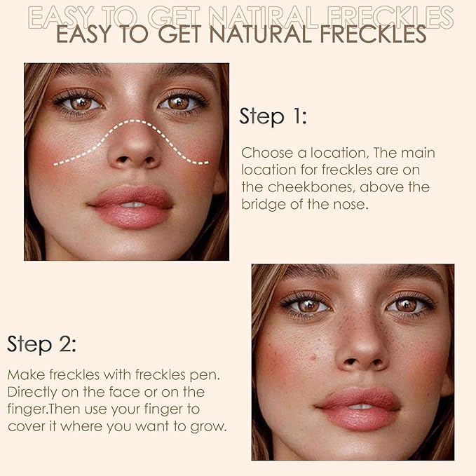 2 Pack Freckle Pen,Liquid Face Fake Freckles Makeup Pen to Create Natural Freckle Makeup and Freck beauty,Fake Freckles Waterproof for Lifelike Sunkissed Makeup,Mole Pen (01Light+02Medium)-VivaGrace Women