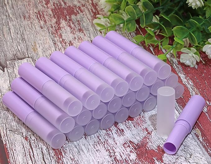 0.14oz Empty Flavored Lip Balm Container Tubes Plastic Homemade Moisturizing Lip Stick with Caps Bulk Fit for Women Adult DIY Making Supplies, 25 Count (Purple)-VivaGrace Women