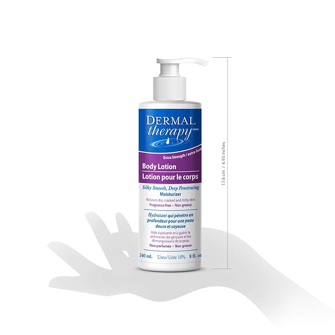 Dermal Therapy Extra Strength 5% AHA 10% Urea Body Lotion - Healing for Extremely Dry, Cracked Skin - Fragrance-Free - Sensitive Skin, Diabetes & Medication-Induced Dryness - 8 fl oz / 240 ml-VivaGrace Women