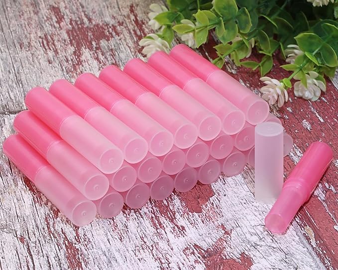 0.14oz Empty Flavored Lip Balm Container Tubes Plastic Homemade Moisturizing Lip Stick with Caps Bulk Fit for Women Adult DIY Making Supplies, 25 Count (Red)-VivaGrace Women