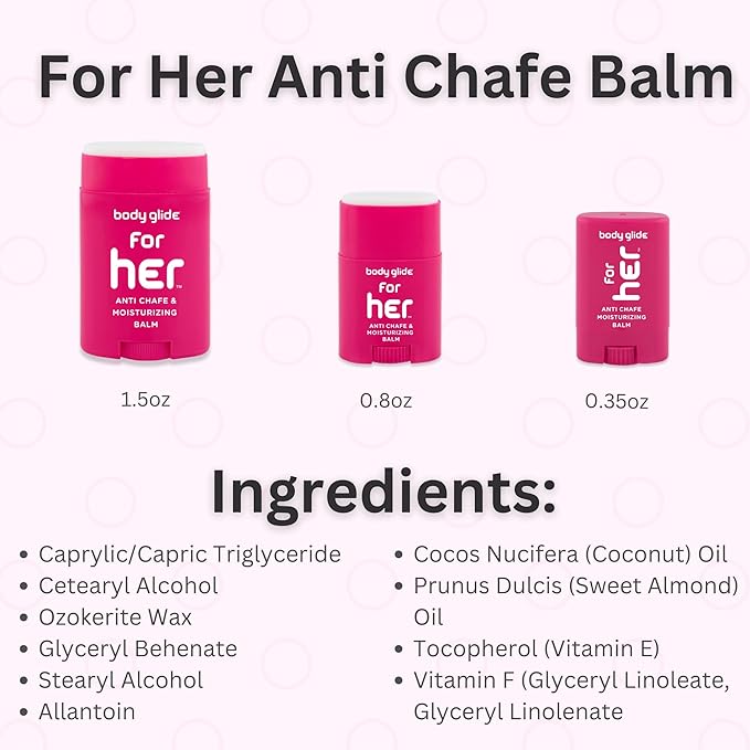 Body Glide For Her Anti Chafe Balm | Chafing stick with added emollients | Great for dry, sensitive skin and/or sensitive areas | Use on chest, bra, butt, groin, arm, and thigh chafing | 0.8oz-VivaGrace Women