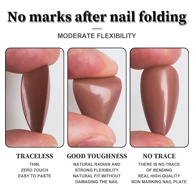 LoveOurHome 240pc Almond Press on Nails Medium Stiletto Colored Fake Fingernails Full Cover False Artificial Nail Tips Manicure Decor with Tabs for Women Girls