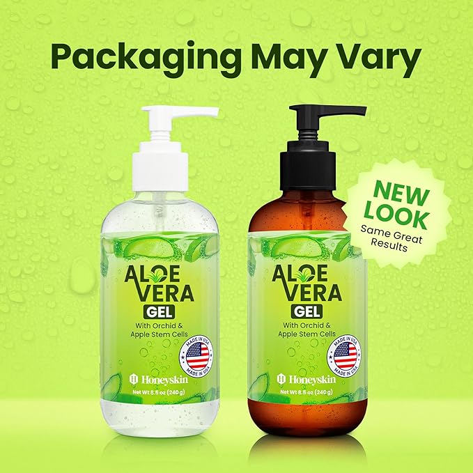 Honeyskin Soothing Aloe Vera Gel Made in the USA with Natural Ingredients - Give Yourself Relief From Sunburn and Dry Skin During the Hot Summer Days (8 Fl Oz)-VivaGrace Women