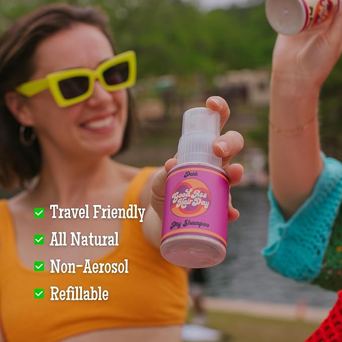 Powder Dark Dry Shampoo Bottle + Refill Bundle, All Natural, Handmade in WI-VivaGrace Women