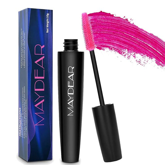 Maydear Pink Mascara for Eyelashes, Waterproof Colored Mascara Long Lasting Smudgeproof Colorful Mascara for Women Fast Dry Lengthening Eye Makeup Party Stage Use - Rose-VivaGrace Women