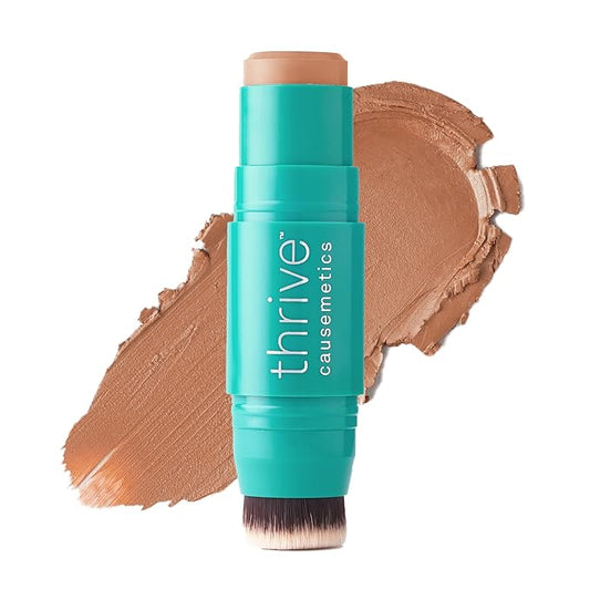 Thrive Causemetics Triple Threat Color Stick: Cream Bronzer & Contour Stick with Vitamin E, Evening Primrose Oil, Waterproof Smudge Proof Face Makeup Formula, Rhea (Light Golden)-VivaGrace Women
