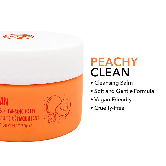 W7 Peachy Clean Face Cleansing Balm - Makeup Remover Melt With Fruit Juice - Clean Oil Free Skin-VivaGrace Women
