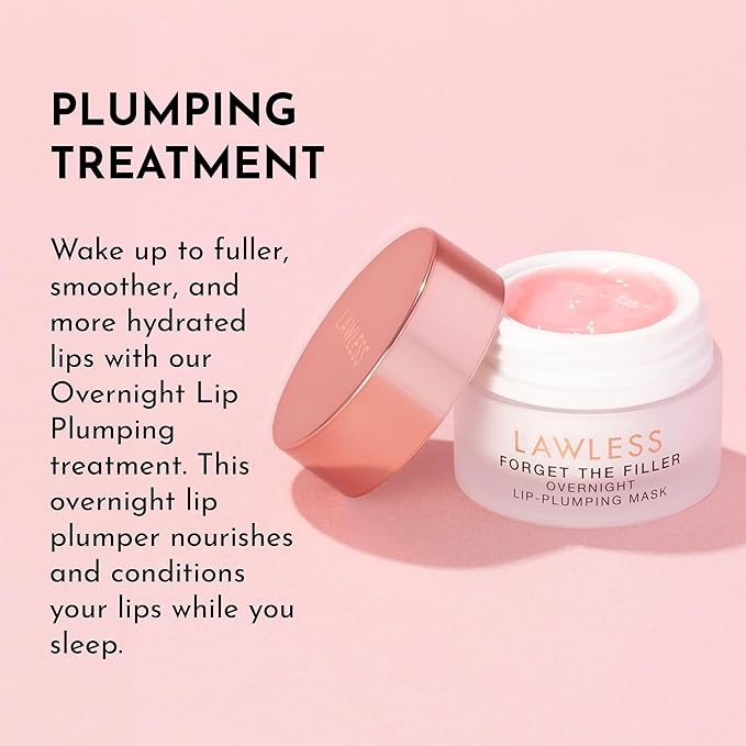 LAWLESS Forget the Filler Lip Mask - Sweet Dreams - Premium Overnight Lip Plumping Treatment with Natural Ingredients Designed to Plump, Hydrate, and Smooth Lips - 0.28 oz-VivaGrace Women