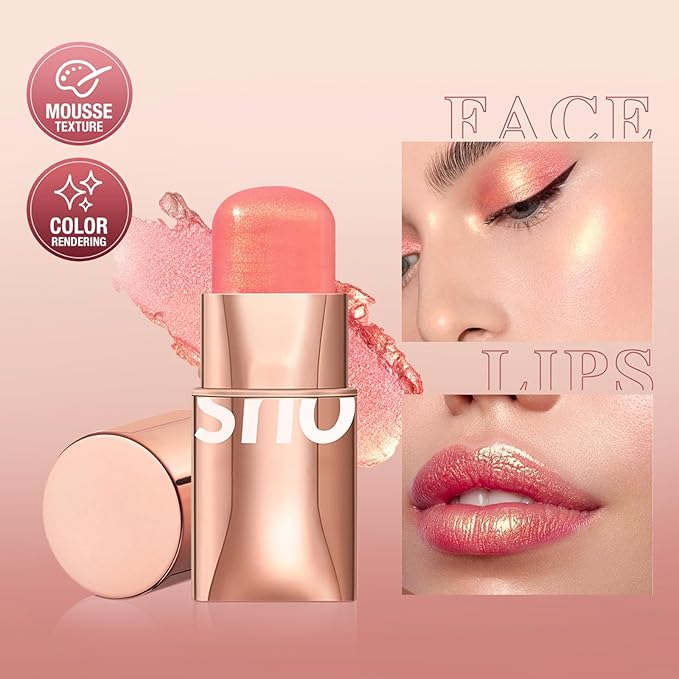 Blush Stick for Cheeks Makeup,Waterproof Cream Blush Face Stick Multi-Use Lip and Cheek Tint,Matte Shimmer Finish Lightweight Easy to Blend Natural Cream Blusher Makeup for All Skin Tones-VivaGrace Women