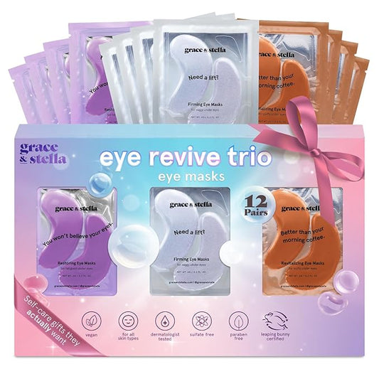 grace & stella Under Eye Patches (12 pairs) Eye Masks for Dark Circles and Puffiness - Birthday Gifts for Women, Bachelorette Party Favors, Bridesmaid Proposal Gifts, Self Care, Spa, Relaxation, Vegan-VivaGrace Women
