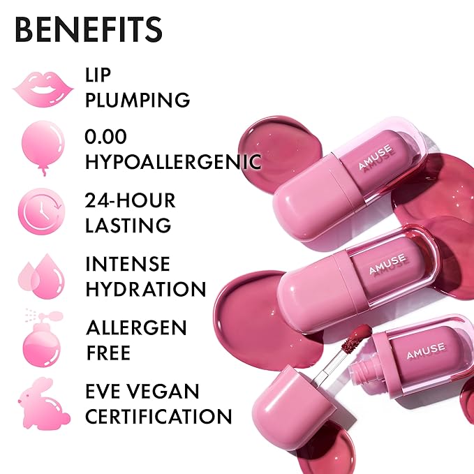 Amuse SEOUL BEBE TINT - 01 BOKSOONGA LOVE | 24-hour Long-lasting Lip Stain, Plumping, Hydrating, Moisturizing, No Peel Off, Lip Care, Treatment, Non Sticky, Korean Lip Tint for Dry Lips-VivaGrace Women