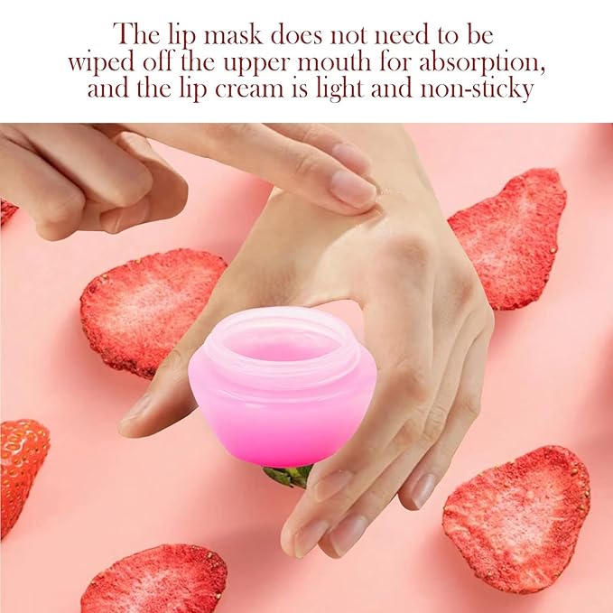 6 Pack Cute Lip Mask Sleeping Overnight for Dry Lips with Coconut Oil and Beeswax -Smoothing Hydrating Softening Plumoing Moisturizing with Small Lip Brush 6 Flavors 0.18 oz-VivaGrace Women