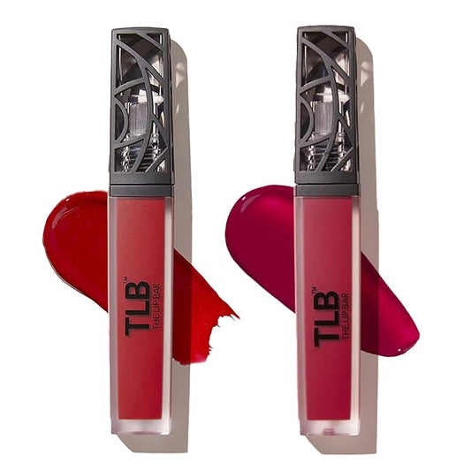 The Lip Bar - Nonstop Liquid Matte Lipstick Mini 2-Pack, Bawse Lady (Blue Red) + Rich Auntie (Deep Berry) - High Pigment - One Swipe - Long Lasting - Jojoba Oil & Vitamin E - Vegan - .24 fl oz each-VivaGrace Women