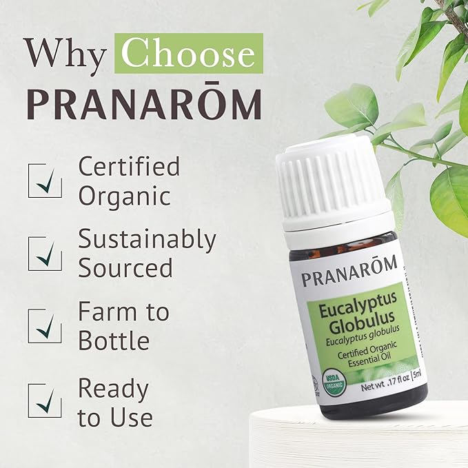 Pranarom - USDA Certified Organic Eucalyptus Globulus Essential Oil 5ml - Wellness Enthusiasts - Aromatherapy - Certified Organic Purity - 100% Pure, Non-GMO, Vegan-VivaGrace Women
