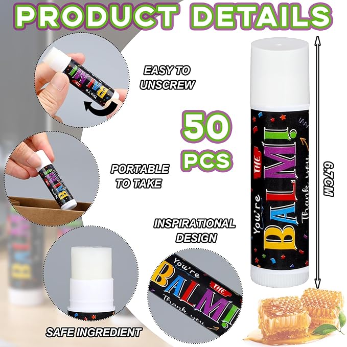 50 Pack Employee Team Appreciation Gifts Bulk Lip Balms Thank You Gifts Inspirational Gifts Party Supplies Christmas Volunteer Gifts for Women Men Staff Coworkers Teachers Nurses-VivaGrace Women