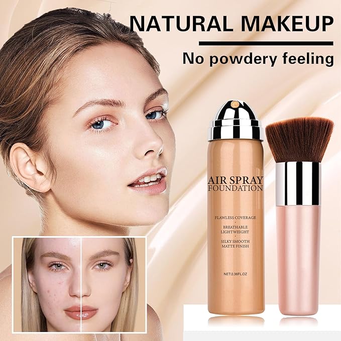 Airbrush Foundation Makeup Spray for Mature Skin Silk Lightweight Airbrush Flawless Setting Spray Foundation Makeup(02# Beige)-VivaGrace Women