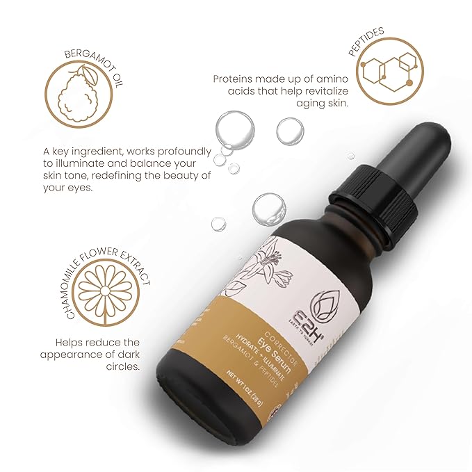 E2H Corrector Eye Serum with Bergamot and Peptides | Minimizes Creases & Dark Circles | Hydrates & Smoothens | Dramatic Results-VivaGrace Women