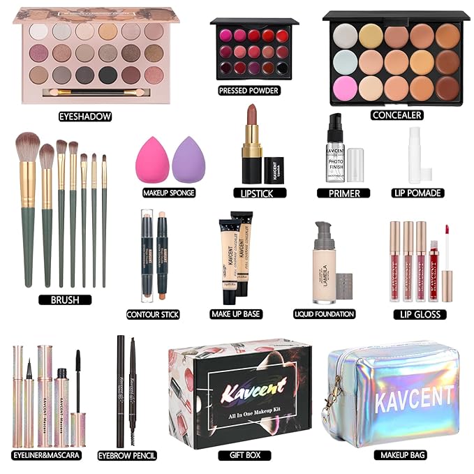Makeup Sets for Teens Makeup Kit for Women Full Kit Makeup set Makeup Kit Eyeshadow Palette Foundation Mascara Contour Lipgloss Makeup Teenager Gift-VivaGrace Women