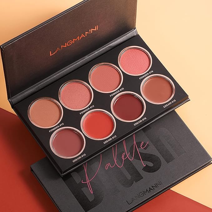 8 Colors Blush Palette, Matte Light Luxury Blush Powder Bright Shimmer Face Blush, Contour and Highlight Blush Palette, Professional Facial Beauty Cosmetic Makeup Blush-VivaGrace Women