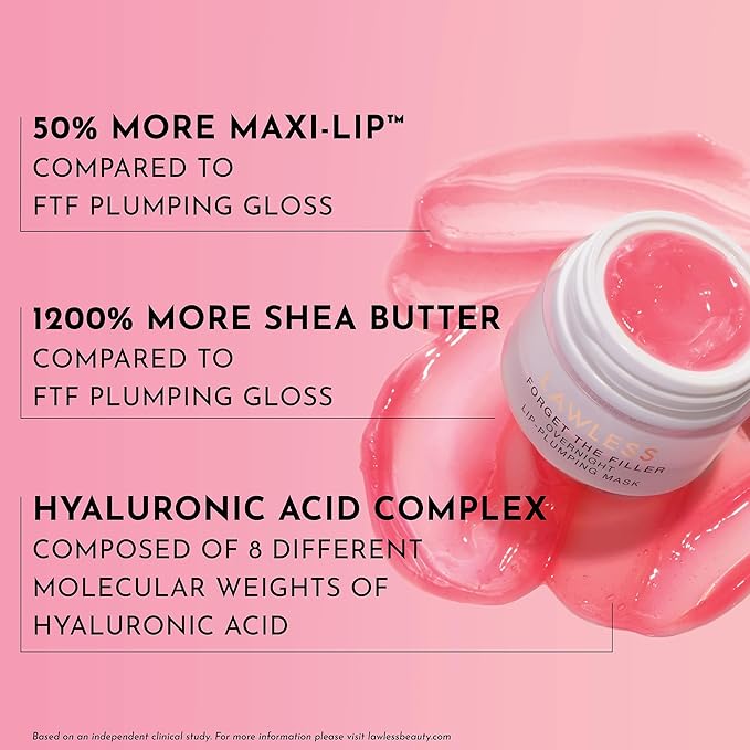 LAWLESS Women's Forget The Filler Overnight Lip Plumping, Sweet Daisy, Pink, 0.28 Ounce-VivaGrace Women