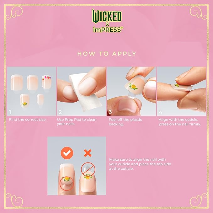 WICKED X imPRESS Design Press On Nails , The EASIEST NO GLUE Mani, Super Hold Adhesive, ‘The Green Elixir’, Green, Short Oval, Includes 30 Fake Nails, 1 Prep Pad, 1 Manicure Stick, 1 Mini File