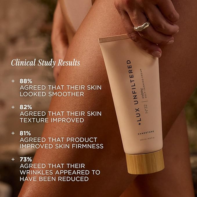 '+ Lux Unfiltered N°32 Body Sculpting Gradual Tanning Lotion - Self Tanner Firming Body Lotion with Peptides and Caffeine - Firms & Tones Skin - Vegan & Cruelty-Free Sunless Tanner - Sandstone-VivaGrace Women