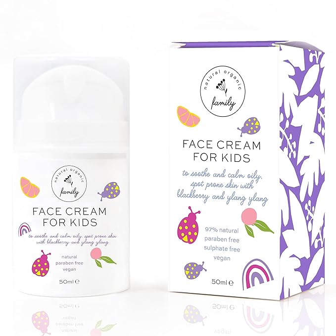 Gentle Face Cream Moisturizer for Kids and Preteens – Nourishing and Calming for All Skin Types – Natural Ingredients: Hyaluronic Acid and Vitamin E - Made in UK 50ml-VivaGrace Women