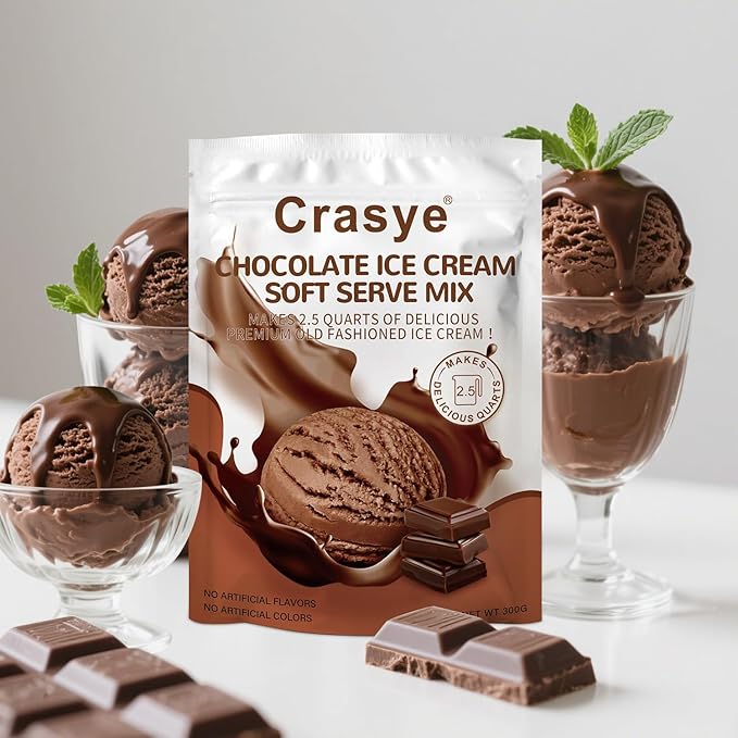 Ice Cream Mix Chocolate Soft Serve Mix Soft Serve Mixes Base Powder Homemade for Ice Cream Maker Machine - 10 Ounce-VivaGrace Women