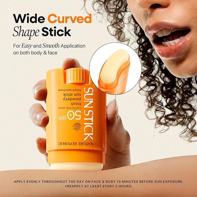 Nature Republic California Aloe Fresh Powdery Sun Stick Broad Spectrum SPF50+ | Korean Sunscreen Travel Size Suncare Sunblock, No Whitecast, non-sticky, Water resistant-VivaGrace Women