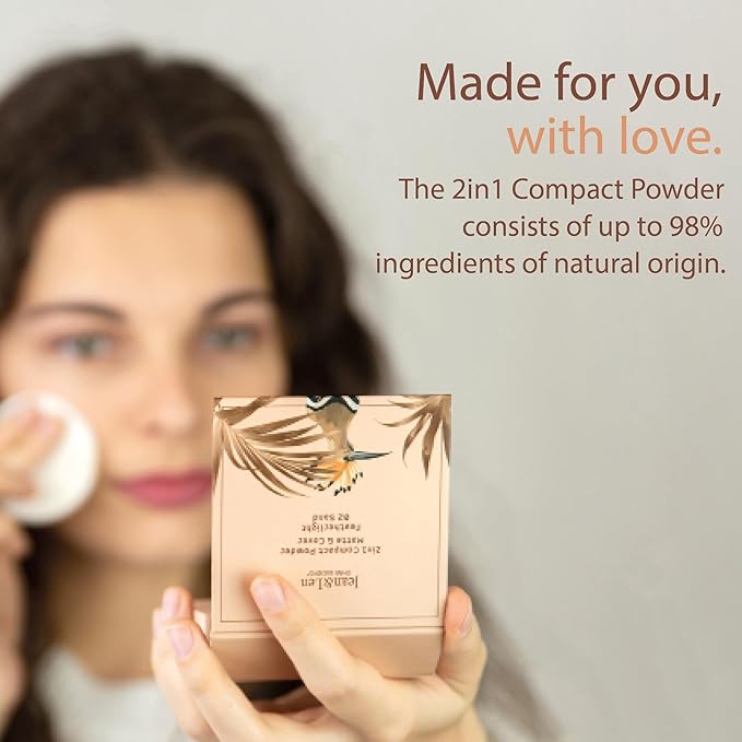 Pure 2in1 Compact Powder Feather Light 02 Sand by Jean&Len, for a flawless transition and natural look, lasts 24 hours, with organic ingredients, vegan-VivaGrace Women