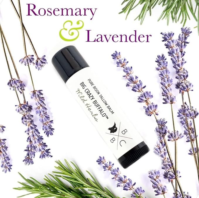 Pure Bison Tallow Lip Balm, Wild Herb, (5 pack) - Rosemary & Lavender, Moisturizing, Non-Habit Forming-VivaGrace Women
