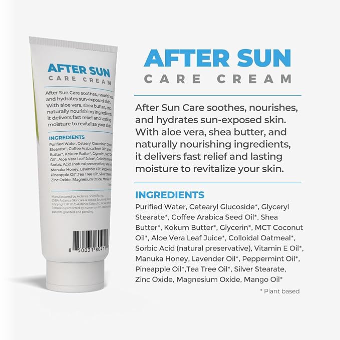 terrasil After Sun Care Lotion with Aloe Vera, Shea Butter, Coconut Oil, & Vitamin E, Soothing Sunburn Relief for Sun Exposed Skin, Deeply Nourishing. Natural Body Lotion (3 oz) Tropical Scent-VivaGrace Women