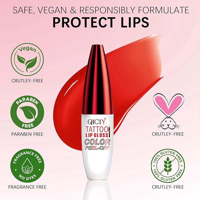 QueenDiary Lip tint Peel Off Lip Stain,Lip Stain Waterproof, Lip Tattoo Peel Off with Matte Finish, Long Lasting, Transfer-proof, Highly Pigmented Color (Romance Stain)