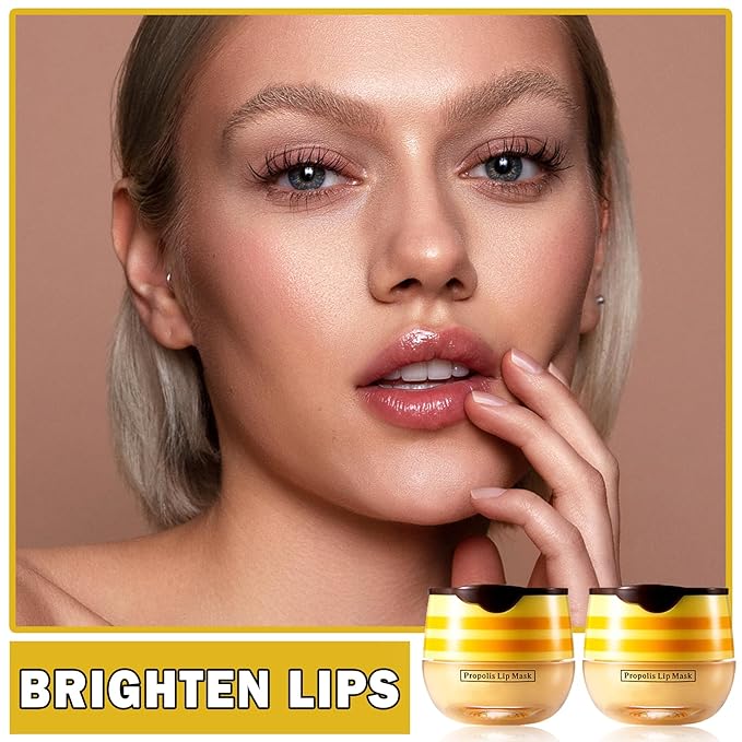 2PCS Bee Lip Balm Honey Pot Honey Lip Balm Sleeping Lip Mask Silky Hydrating Bee Lip Balm Lip Mask Overnight Lip Care Products-VivaGrace Women