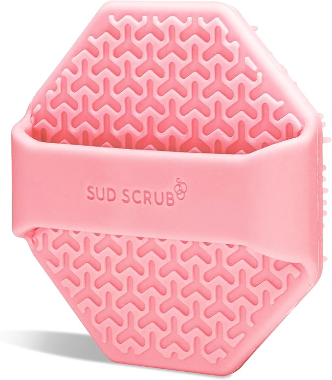Sud Scrub® Antimicrobial Silicone Face Scrubber, 1 Pack, Gentle Face Exfoliator for Sensitive Skin, Eco Friendly Facial Cleansing Brush, Exfoliating Face Brush for Men and Women (Pink)-VivaGrace Women