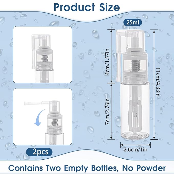 2 Pcs Empty Powder Spray Bottle, Cake Glitter Spray Bottle, Makeup Powder Spray Bottle, Barber Spray Bottle, Dry Powder Spray Bottle for Makeup Powder, Dusting, Glitter, Dry Cleaning Powder, Crafts-VivaGrace Women