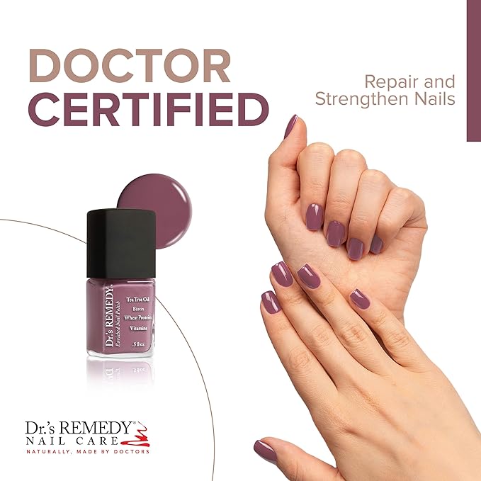 Dr’s Remedy Enriched Nail Polish: Non Toxic, All Natural, and Organic - Doctor Formulated: Strengthens, Restores, Heals, and Protects '24-Free' - MINDFUL Mulberry