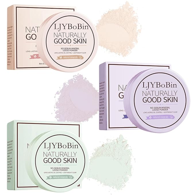 3PCS Loose Setting Powder Set,Lightweight Long Lasting Oil Control Loose Face Powder,Translucent Matte Drying Finishing Setting Powder for All Skin Types-VivaGrace Women